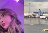 شاهد فتاة توثق لحظات عصيبة مع والدها في الطائرة أثناء رحلتهم إلى دبي