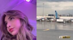 شاهد فتاة توثق لحظات عصيبة مع والدها في الطائرة أثناء رحلتهم إلى دبي