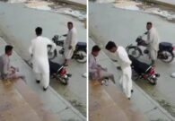 شاهد لصان في باكستان يسرقان مقتنيات شاب ودراجته النارية أمام المارة.. وردة فعل غريبة من الضحية