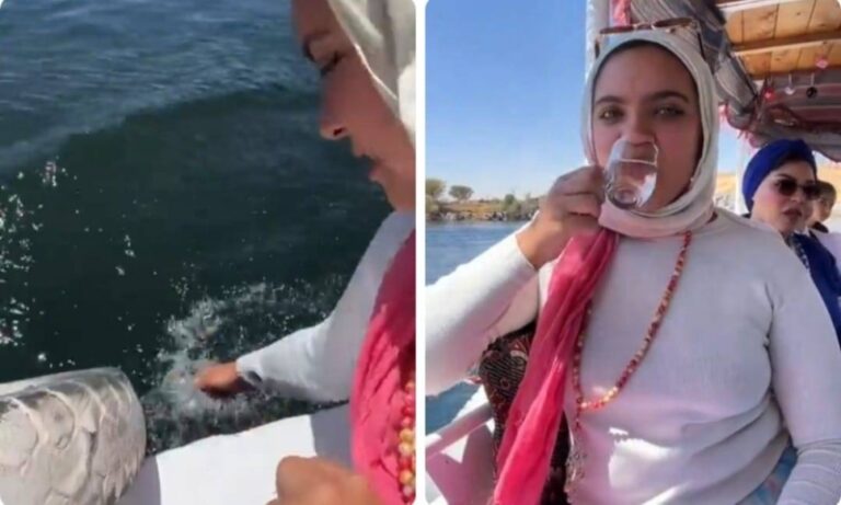 شاهد فتاة مصرية تشرب من مياه النيل مباشرة وتثير الجدل