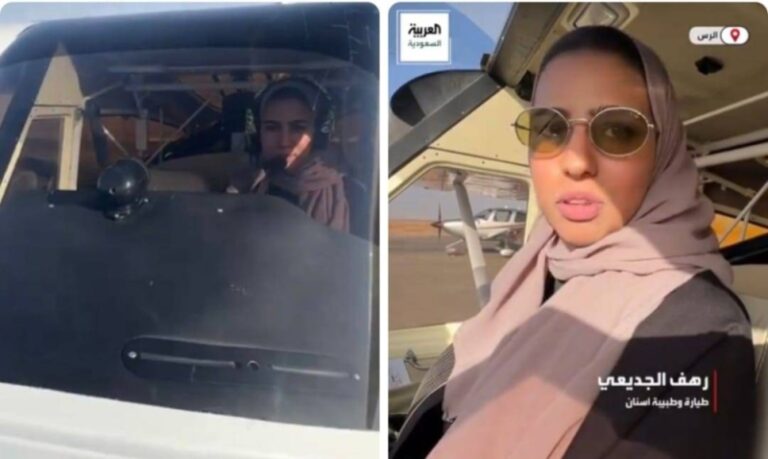 شاهد رهف الجديعي.. أول كابتن طيار يقلع من مطار نادي الطيران بالقصيم