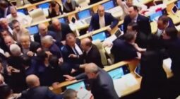 شاهد مشاجرة جماعية عنيفة داخل البرلمان الجورجي لهذا السبب