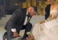 شاهد عريس يغسل أقدام عروسته في ليلة زفافهما