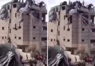 فيديو مرعب.. شاهد لحظة سقوط فلسطينيين من أعلى سطح عمارة أثناء محاولتهم الحصول على المساعدات في غزة