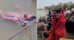 شاهد ربط هندي ميت في نهر مقدس لدى الهندوس لسبب غريب