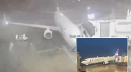 شاهد طائرة أميركية من طراز بوينغ 737 تتعرض لحادث في مطار دالاس